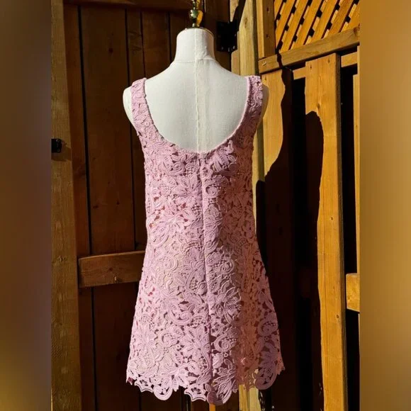 🆕 SELF PORTRAIT 🧿 NWOT Floral Lace Mini Shift Dress, Sz US 2 / UK 6 - Picture 6 of 16